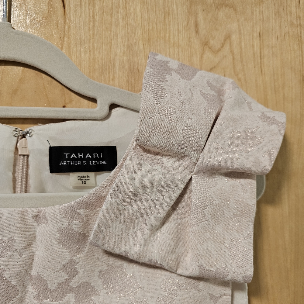 Tahari Cream Floral Sleeveless Dress - Picture 3 of 4